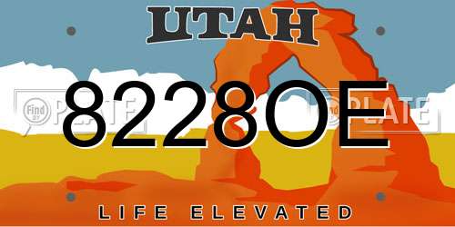 8228OE Utah License Plate