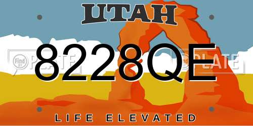8228QE Utah License Plate