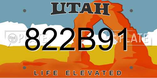 822B91 Utah License Plate