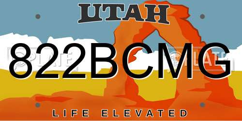 822BCMG Utah License Plate