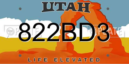 822BD3 Utah License Plate
