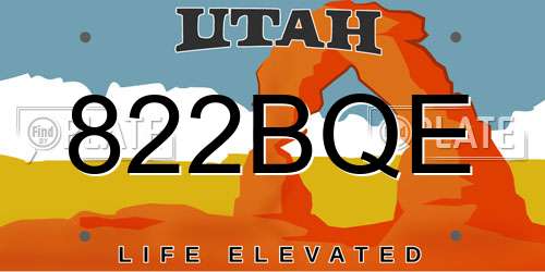 822BQE Utah License Plate
