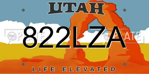 822LZA Utah License Plate