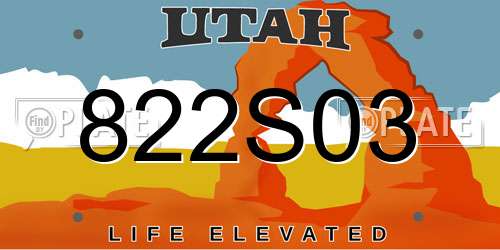 822S03 Utah License Plate