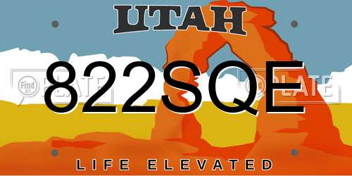 822SQE Utah License Plate
