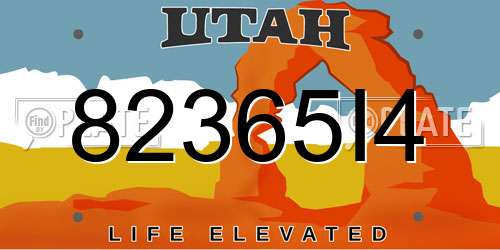 82365I4 Utah License Plate