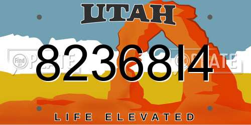 82368I4 Utah License Plate