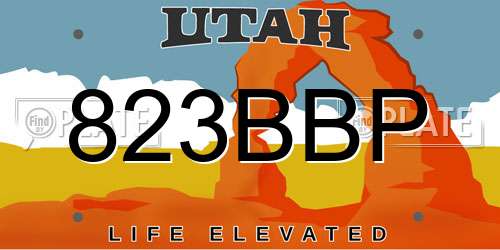 823BBP Utah License Plate