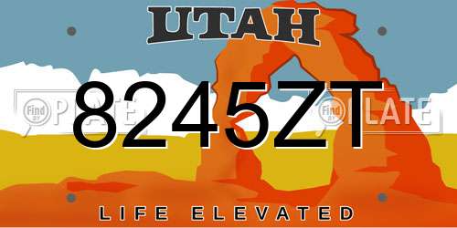 8245ZT Utah License Plate