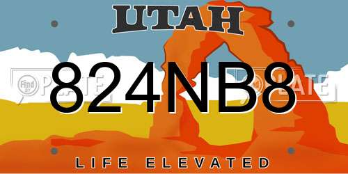 824NB8 Utah License Plate
