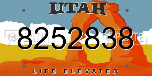8252838 Utah License Plate