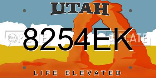 8254EK Utah License Plate
