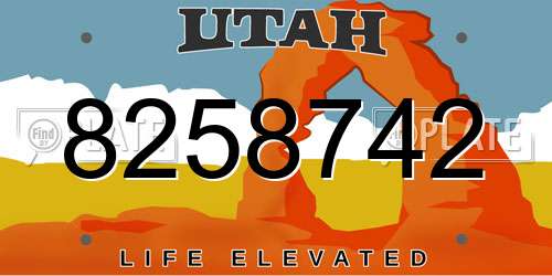8258742 Utah License Plate