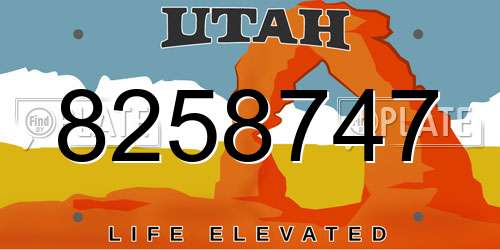 8258747 Utah License Plate