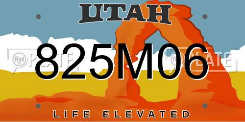 825M06 Utah License Plate