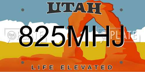 825MHJ Utah License Plate