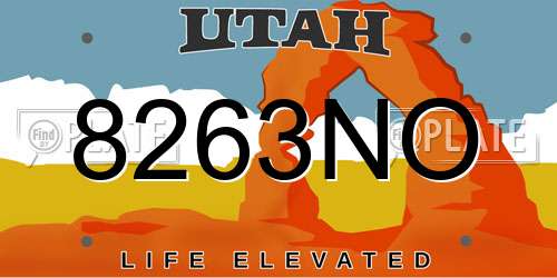 8263NO Utah License Plate
