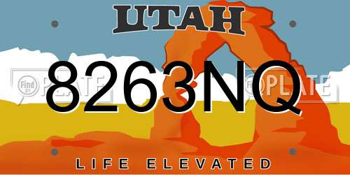 8263NQ Utah License Plate