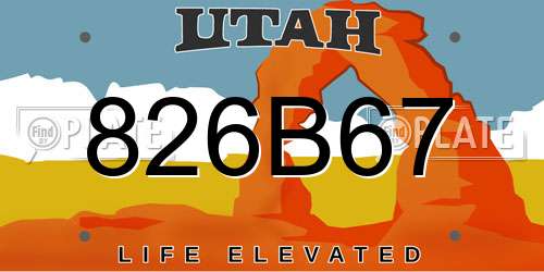 826B67 Utah License Plate
