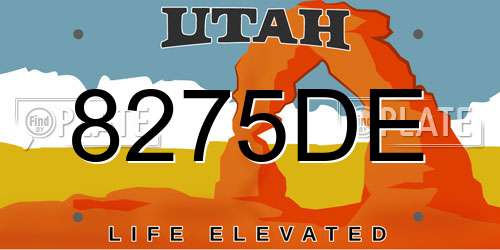8275DE Utah License Plate