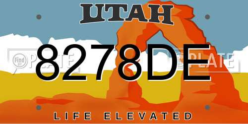 8278DE Utah License Plate