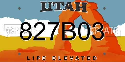 827B03 Utah License Plate