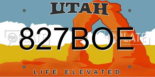 827BOE Utah License Plate