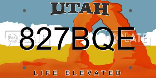 827BQE Utah License Plate