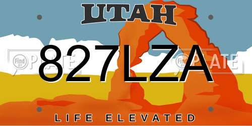 827LZA Utah License Plate