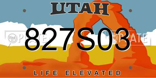 827S03 Utah License Plate