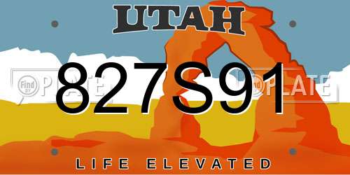 827S91 Utah License Plate