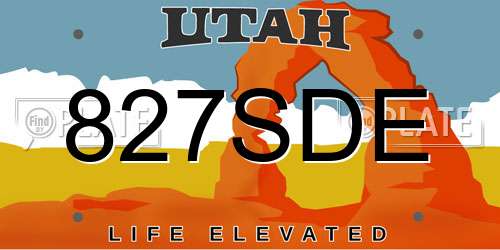 827SDE Utah License Plate