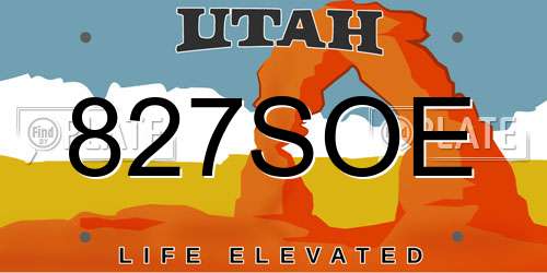 827SOE Utah License Plate