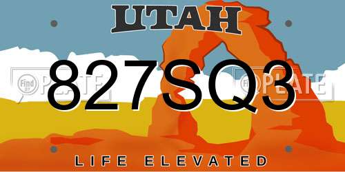 827SQ3 Utah License Plate
