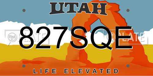 827SQE Utah License Plate