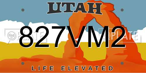 827VM2 Utah License Plate