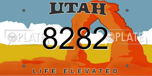 8282 Utah License Plate