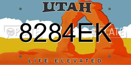 8284EK Utah License Plate