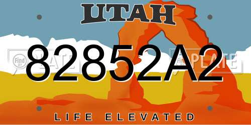 82852A2 Utah License Plate