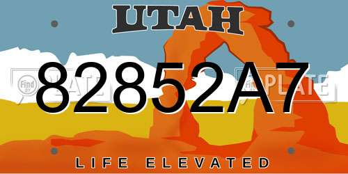 82852A7 Utah License Plate