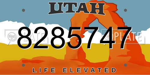 8285747 Utah License Plate
