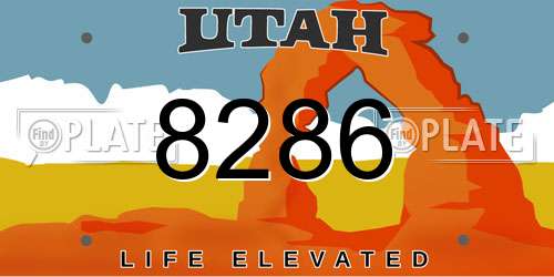 8286 Utah License Plate