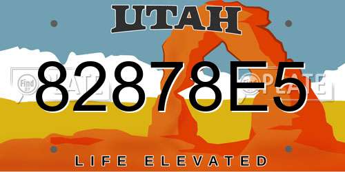 82878E5 Utah License Plate