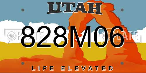 828M06 Utah License Plate