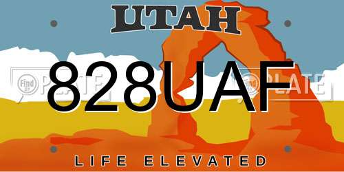828UAF Utah License Plate