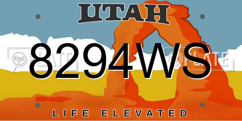 8294WS Utah License Plate