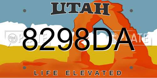 8298DA Utah License Plate