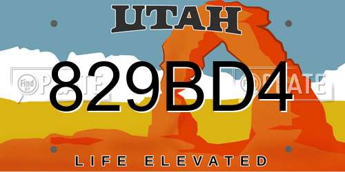 829BD4 Utah License Plate