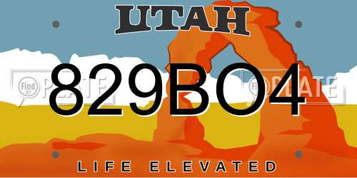 829BO4 Utah License Plate