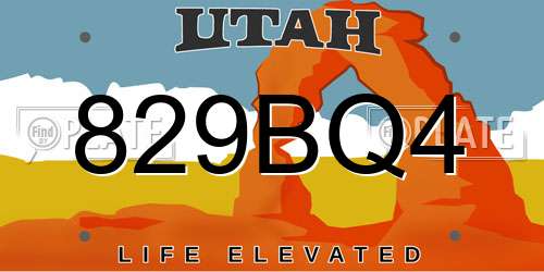 829BQ4 Utah License Plate